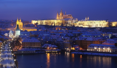 Prague in snowの写真素材