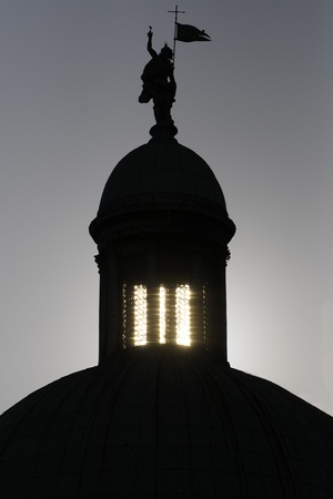 The top of one churche in Venice at nightの写真素材