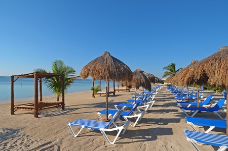 Picture of a beautiful beach of Mahahual in Mexicoの写真素材