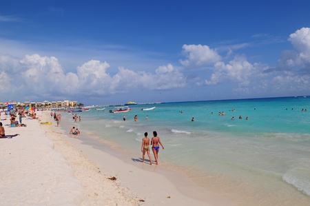 Beautiful beach of Playa del Carmen in Mexicoのeditorial素材