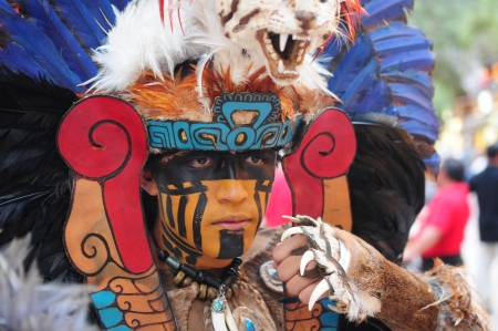 Picture of a man pretending traditional shamanのeditorial素材