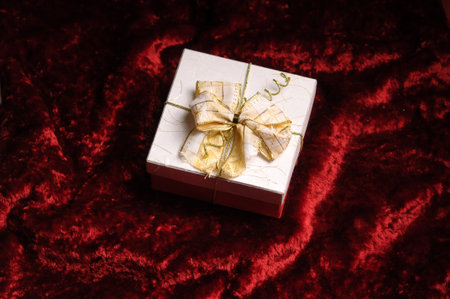 Gift on red background