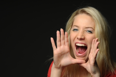 Picture of young woman sreamingの写真素材