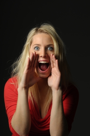 Picture of young woman screamingの写真素材