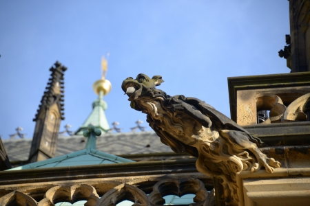 A gargoyle on the Cathedral  Vitus, St  Wenceslas and St  Adalbert in Pragueの写真素材