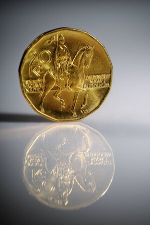 coins of czech currency - Czech Koruna - europe moneyの写真素材