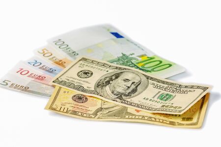 dollar and euro notes, economy, dollar, exchange currency cashの写真素材