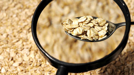 Uncooked oatmeal, cooking concept, backgroundの写真素材