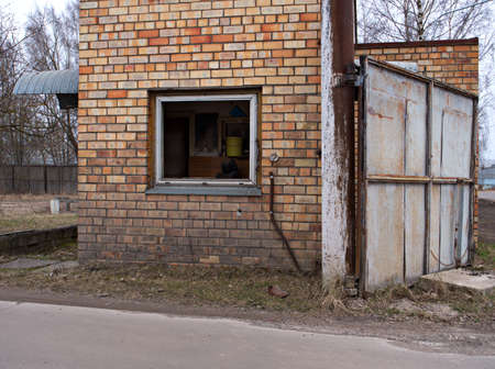 Old neglected dirty area, old buildings, planet pollution concept.の写真素材