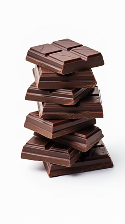 Dark chocolate showcased in isolation on a plain white background.の素材