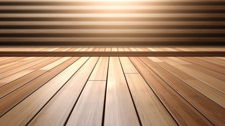 Background showcasing a plank floor with a diagonal deck in a perspective.の素材