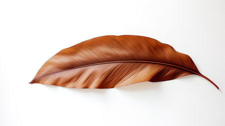 Uncluttered beauty: brown banana leaves set against a minimalist white background.の素材