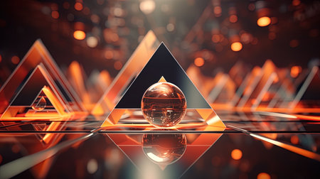 Digital art with geometric shapes and light effects.の素材