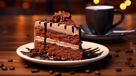 Coffee aromatic cake with chocolate icing.の素材