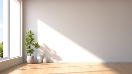A picture of a clean and bright room without furniture, with emphasized brightness and openness tha.の素材
