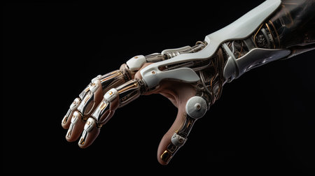 A prosthetic hand with a design integrated into the structure of the body.の素材