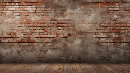 A worn brick surface, which is a unique and aesthetically pleasant background.の素材