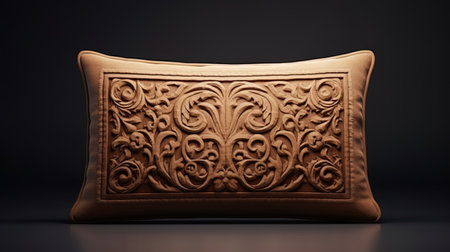 Photo of a pillow with a relief pattern in a traditional style.の素材