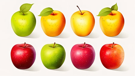 Palette of colored apples, presented on pure white.の素材