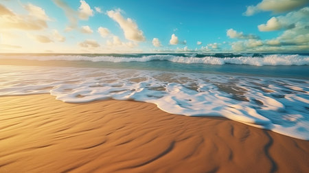Harmony of waves of beach waves that create patterns in the sand.の素材