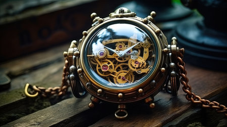 Fantasy in the style of steampunk exotic jewelry and mechanisms in the style of steampunk.の素材