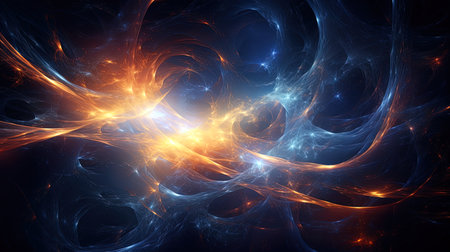 The art of neurosmos neural impulses create abstract forms in endless space.の素材