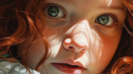 A look into the future of the eye of a child with a dreamy gaze.の素材