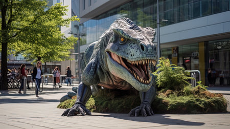 Dinosaur in the city of artistic installation.の素材
