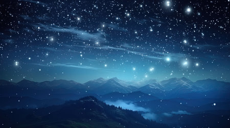 A starfall is a lot of stars in the night sky.の素材