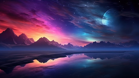 Galactic sunset space shades on the horizon.の素材