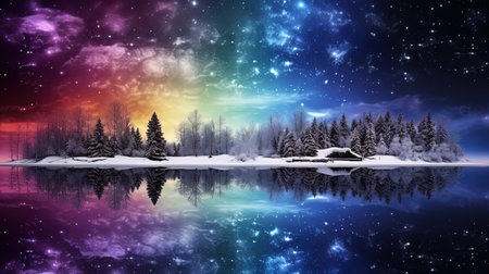 Polar shine magic colors of the night sky.の素材