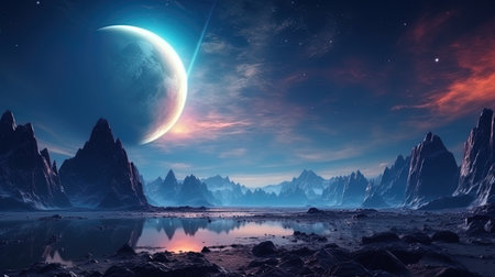Space Odyssey Fantastic landscape with planets.の素材