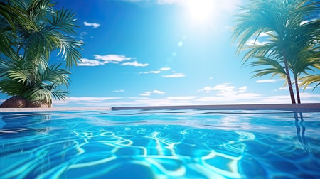 Azure pool pool with bright blue water.の素材