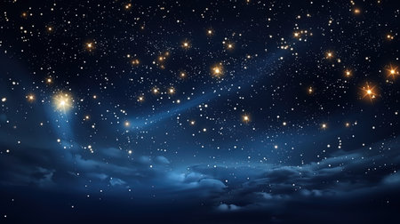 The constellations of the night are bright stars in the dark sky.の素材
