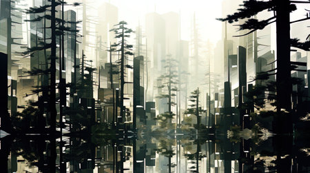 Steel forest abstraction from city buildings.の素材