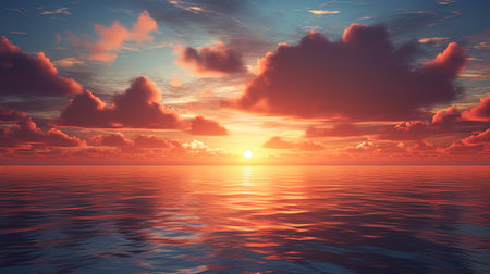 Atmospheric sunset goes beyond the horizon.の素材