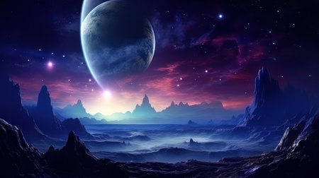 Star journey Space Landscape of the Night Heaven.の素材