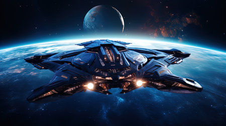 Star space spaceship in an endless galaxy.の素材