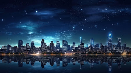 The lights of the city is a night view of the city panorama.の素材