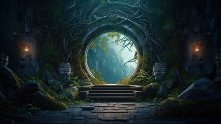 The mysterious door entrance to the unknown world.の素材