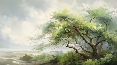 The melody of the wind branches of the trees in motion.の素材
