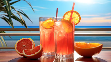 Mixed breeze with red orange juice and tequila.の素材