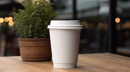 Modern and Clean Paper Coffee Cup Mockup in a Professional Setting.の素材
