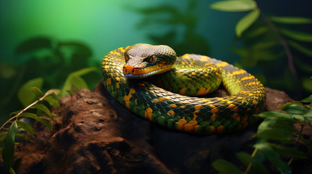 A climbing snake with a characteristic pattern on the back.の素材