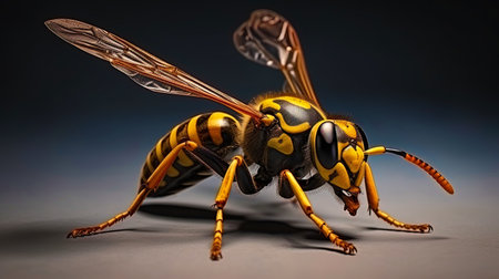 A close up hornet with open wings.の素材
