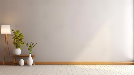 An empty wall in a stylish room with and accents.の素材