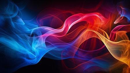 A close plan of vortex of smoke with colorful shades.の素材