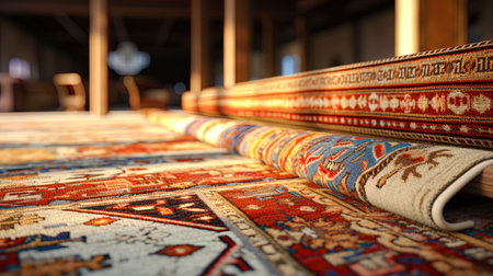 A close look at the weaving of the carpet, highlighting its uniqueness.の素材