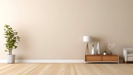 A room with an empty wall layout in the Scandinavian design.の素材