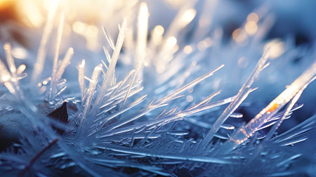 A fascinating look at the ice needles in a macrophoto.の素材